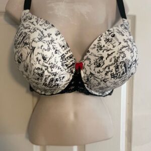 Torrid Monochrome Print Bra with Red Detail